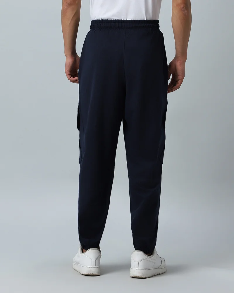 bewakoof  Men's Blue Oversized Cargo Warm Joggers for Men | Best Price UAE